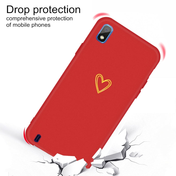 For Galaxy A10 Golden Love Heart Pattern Frosted TPU Protective Case