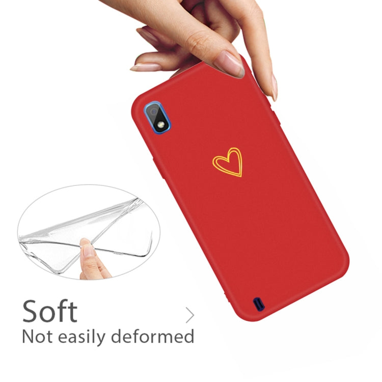 For Galaxy A10 Golden Love Heart Pattern Frosted TPU Protective Case