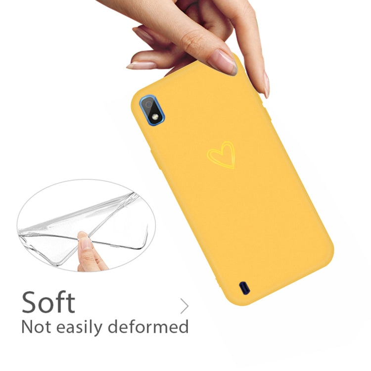 For Galaxy A10 Golden Love Heart Pattern Frosted TPU Protective Case