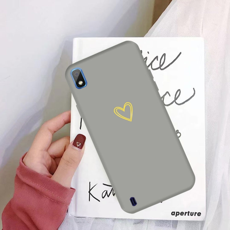 For Galaxy A10 Golden Love Heart Pattern Frosted TPU Protective Case