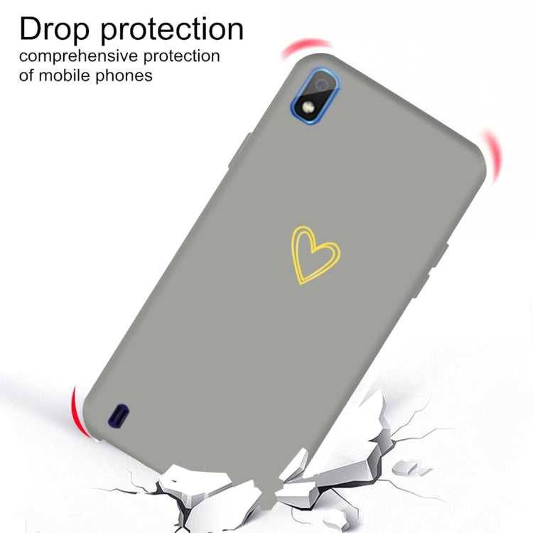 For Galaxy A10 Golden Love Heart Pattern Frosted TPU Protective Case