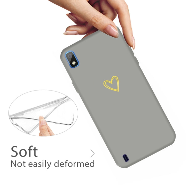 For Galaxy A10 Golden Love Heart Pattern Frosted TPU Protective Case