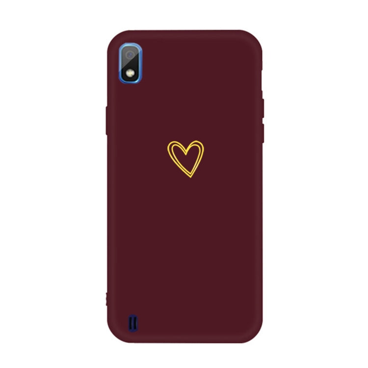For Galaxy A10 Golden Love Heart Pattern Frosted TPU Protective Case