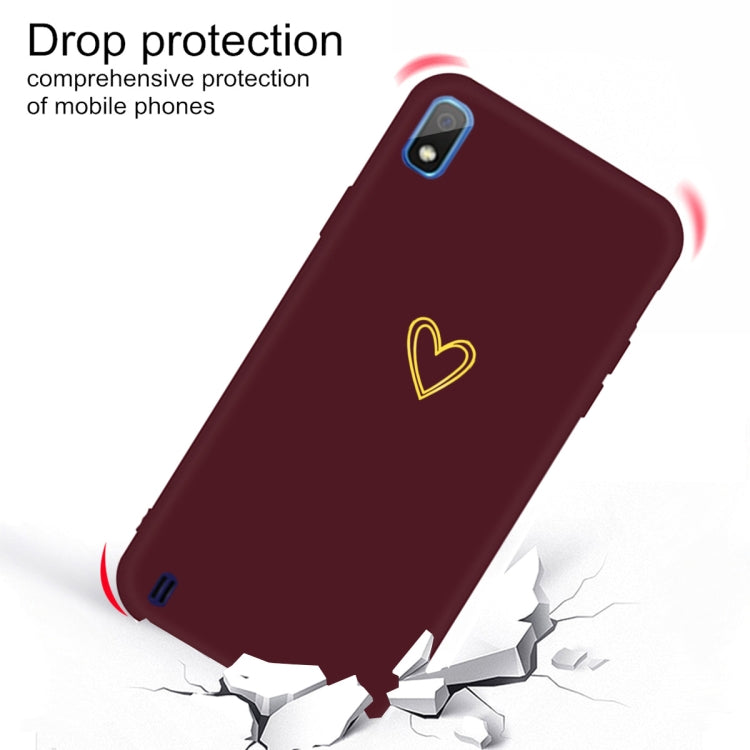 For Galaxy A10 Golden Love Heart Pattern Frosted TPU Protective Case