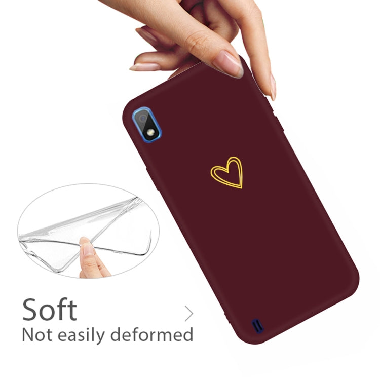 For Galaxy A10 Golden Love Heart Pattern Frosted TPU Protective Case
