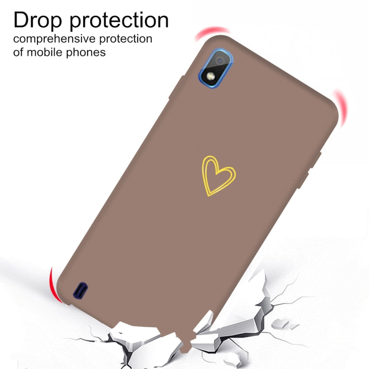 For Galaxy A10 Golden Love Heart Pattern Frosted TPU Protective Case