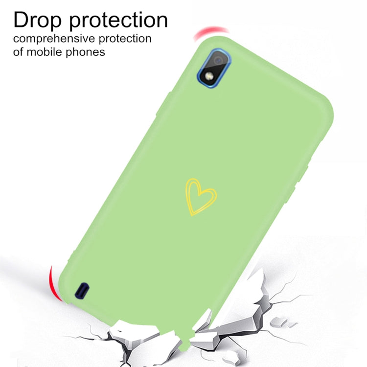 For Galaxy A10 Golden Love Heart Pattern Frosted TPU Protective Case