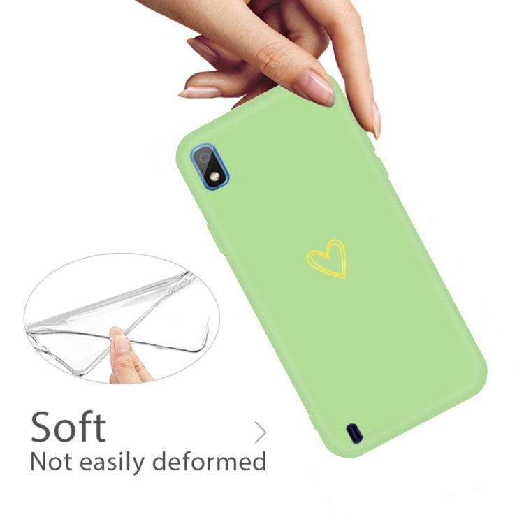 For Galaxy A10 Golden Love Heart Pattern Frosted TPU Protective Case