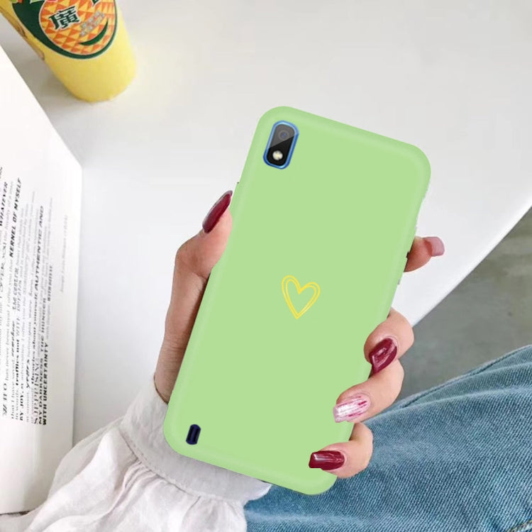 For Galaxy A10 Golden Love Heart Pattern Frosted TPU Protective Case