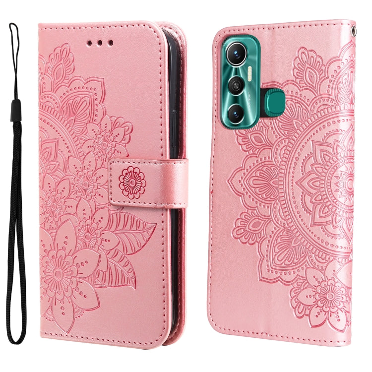 For Infinix Hot 11 7-petal Flowers Embossing Pattern Horizontal Flip Leather Case