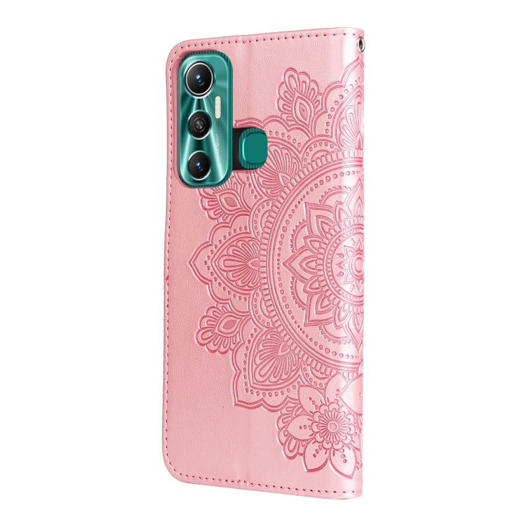 For Infinix Hot 11 7-petal Flowers Embossing Pattern Horizontal Flip Leather Case
