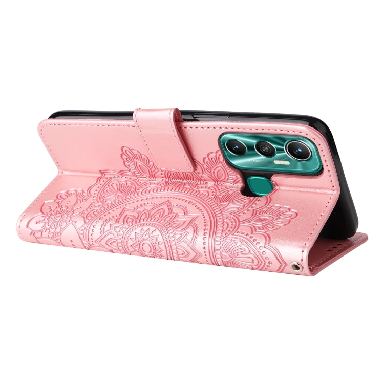 For Infinix Hot 11 7-petal Flowers Embossing Pattern Horizontal Flip Leather Case