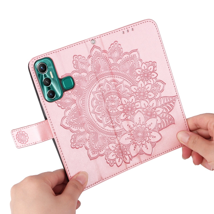 For Infinix Hot 11 7-petal Flowers Embossing Pattern Horizontal Flip Leather Case