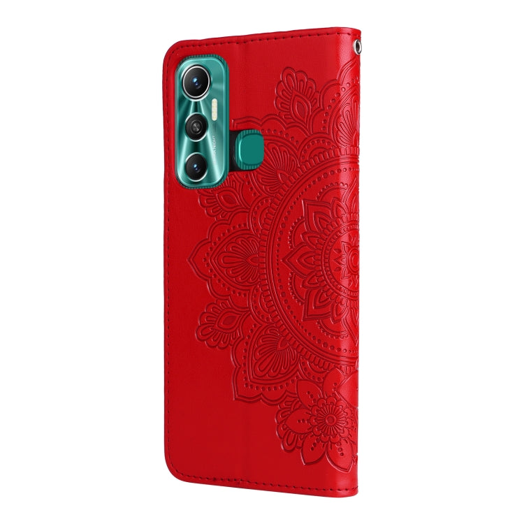 For Infinix Hot 11 7-petal Flowers Embossing Pattern Horizontal Flip Leather Case
