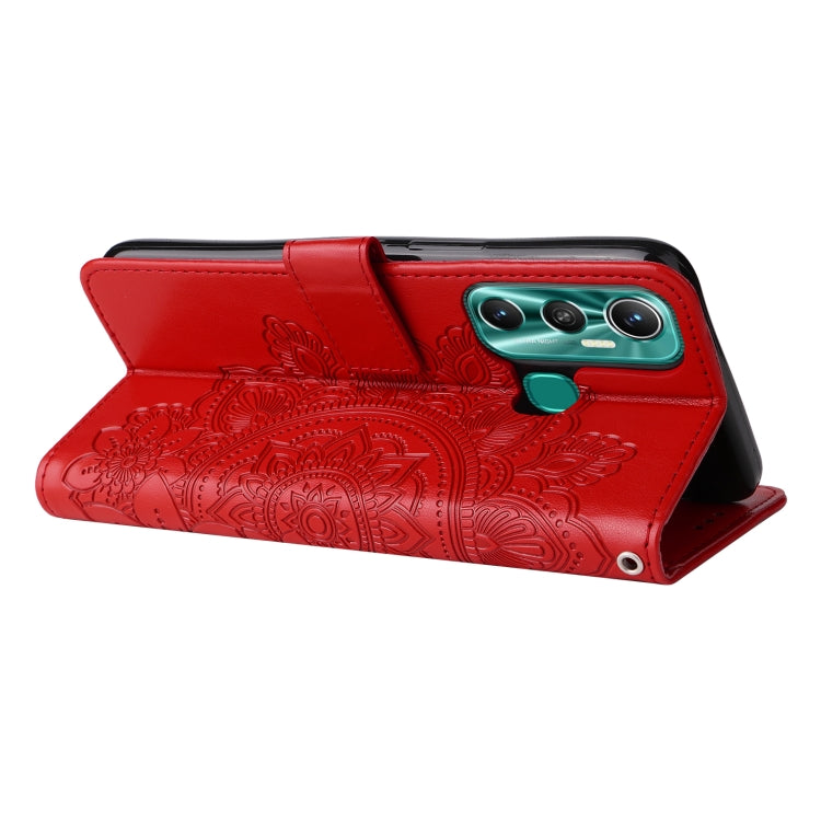 For Infinix Hot 11 7-petal Flowers Embossing Pattern Horizontal Flip Leather Case