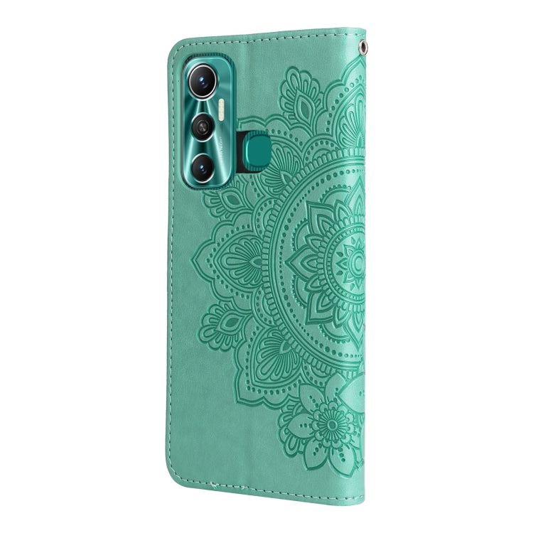 For Infinix Hot 11 7-petal Flowers Embossing Pattern Horizontal Flip Leather Case