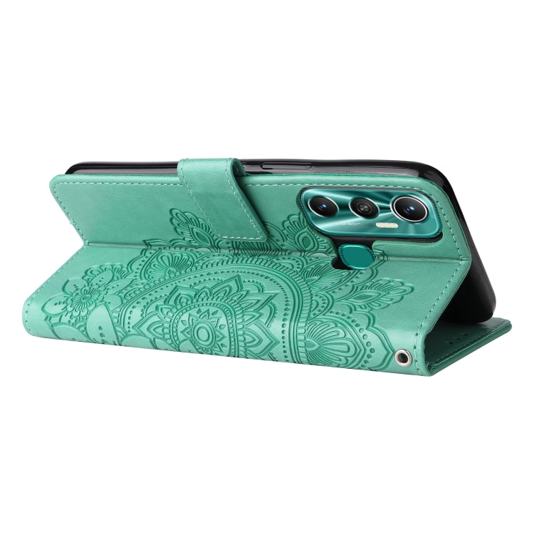 For Infinix Hot 11 7-petal Flowers Embossing Pattern Horizontal Flip Leather Case