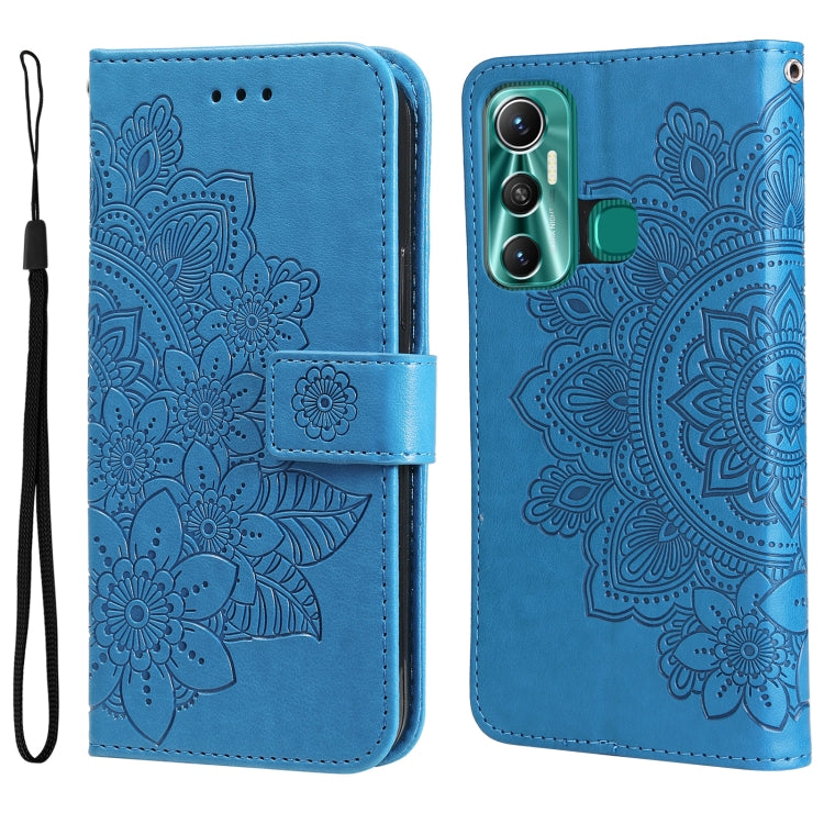 For Infinix Hot 11 7-petal Flowers Embossing Pattern Horizontal Flip Leather Case