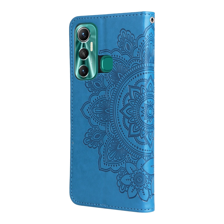 For Infinix Hot 11 7-petal Flowers Embossing Pattern Horizontal Flip Leather Case