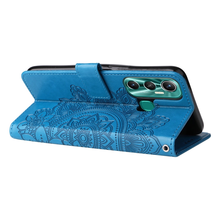 For Infinix Hot 11 7-petal Flowers Embossing Pattern Horizontal Flip Leather Case