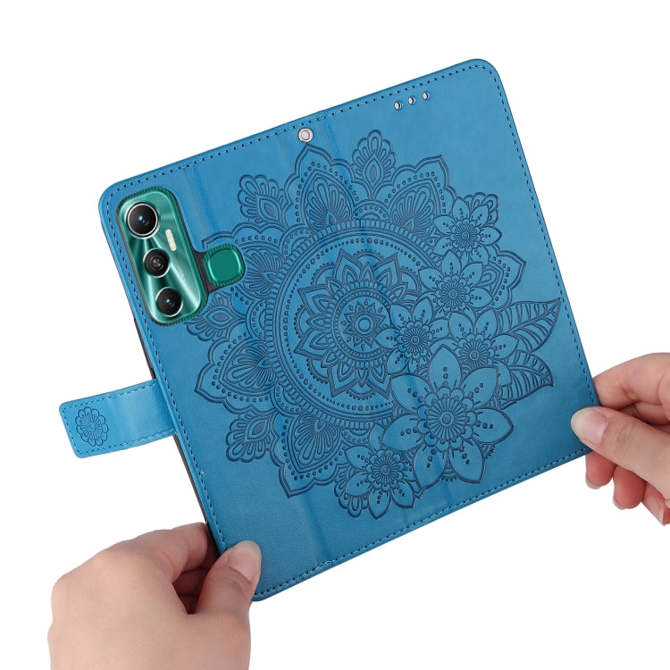 For Infinix Hot 11 7-petal Flowers Embossing Pattern Horizontal Flip Leather Case