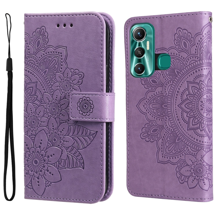 For Infinix Hot 11 7-petal Flowers Embossing Pattern Horizontal Flip Leather Case