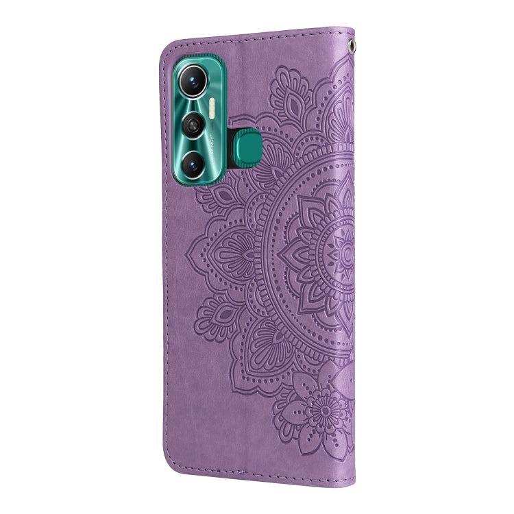 For Infinix Hot 11 7-petal Flowers Embossing Pattern Horizontal Flip Leather Case