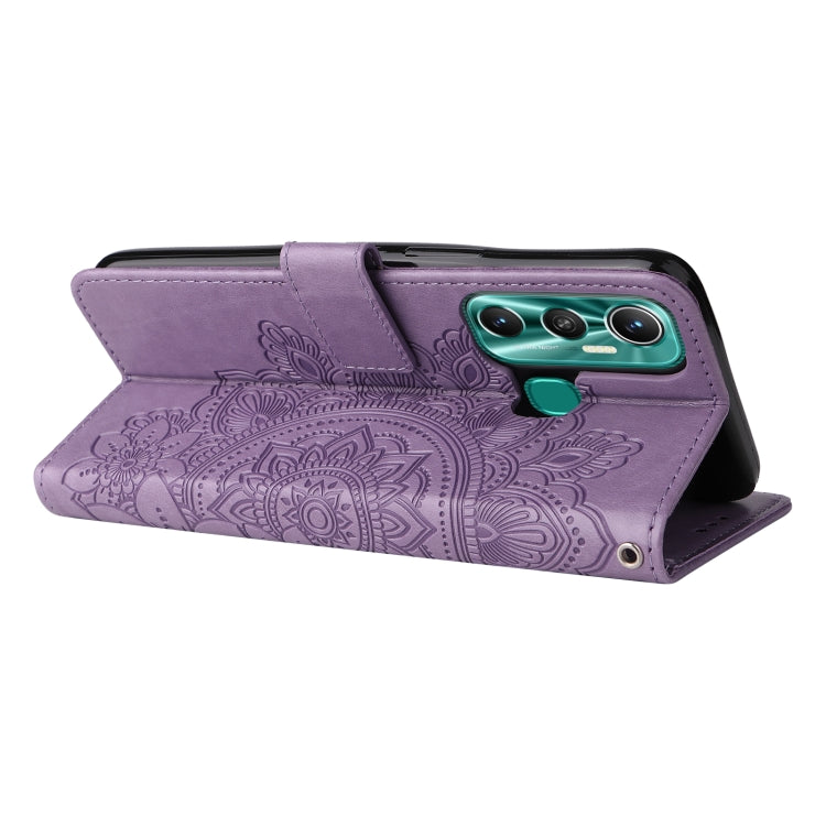 For Infinix Hot 11 7-petal Flowers Embossing Pattern Horizontal Flip Leather Case