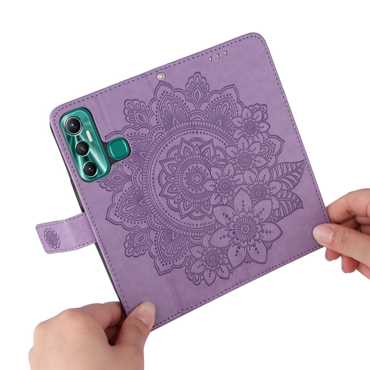 For Infinix Hot 11 7-petal Flowers Embossing Pattern Horizontal Flip Leather Case