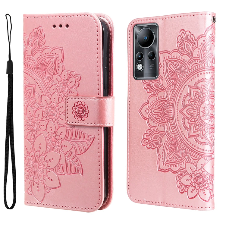 For Infinix Note 11 7-petal Flowers Embossing Pattern Horizontal Flip Leather Case
