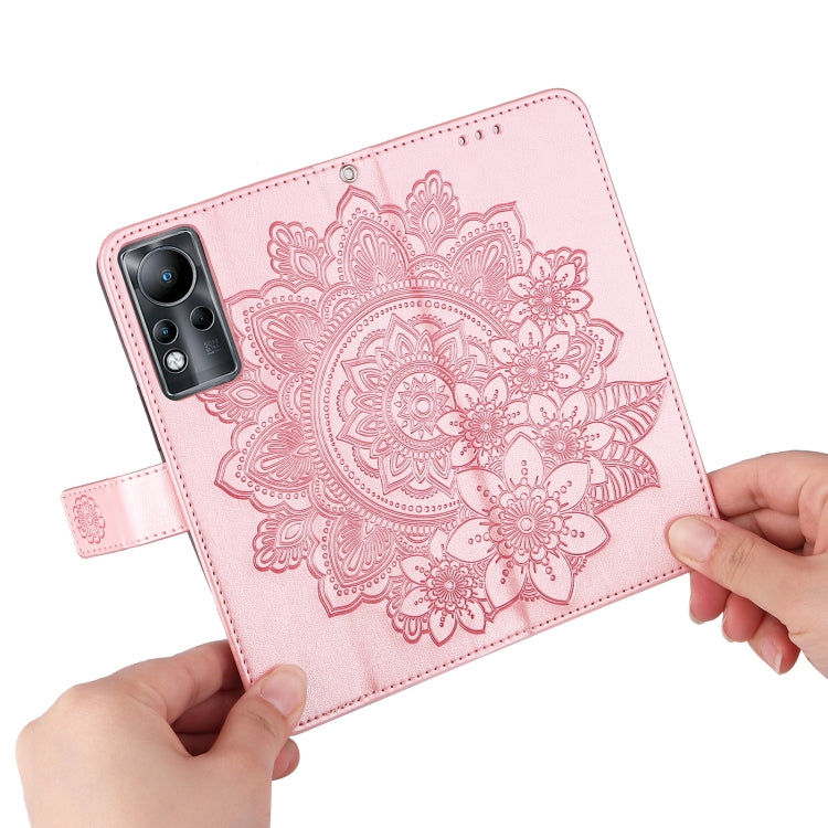 For Infinix Note 11 7-petal Flowers Embossing Pattern Horizontal Flip Leather Case