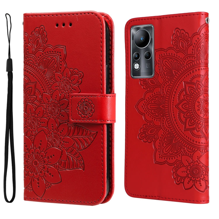 For Infinix Note 11 7-petal Flowers Embossing Pattern Horizontal Flip Leather Case