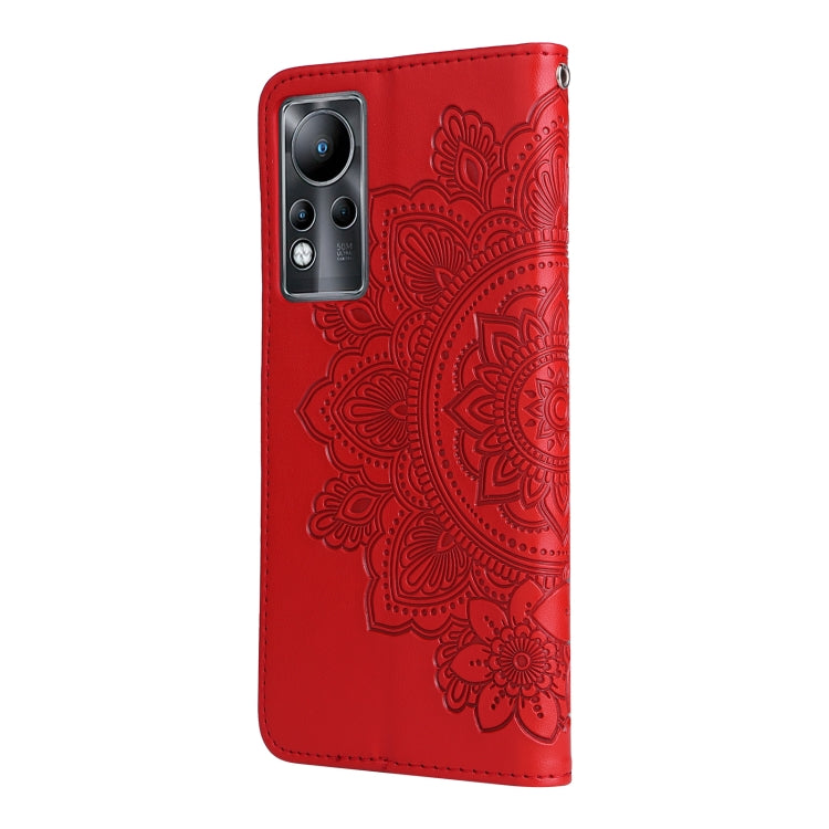 For Infinix Note 11 7-petal Flowers Embossing Pattern Horizontal Flip Leather Case