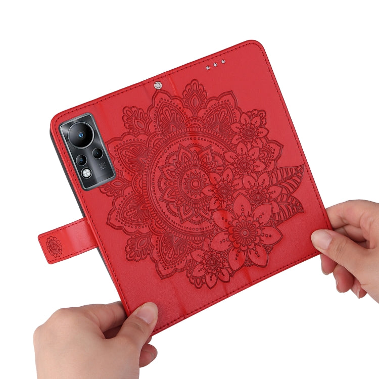 For Infinix Note 11 7-petal Flowers Embossing Pattern Horizontal Flip Leather Case