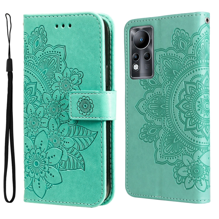 For Infinix Note 11 7-petal Flowers Embossing Pattern Horizontal Flip Leather Case