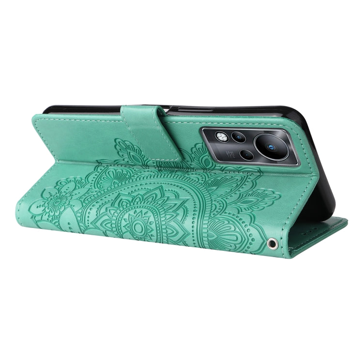 For Infinix Note 11 7-petal Flowers Embossing Pattern Horizontal Flip Leather Case