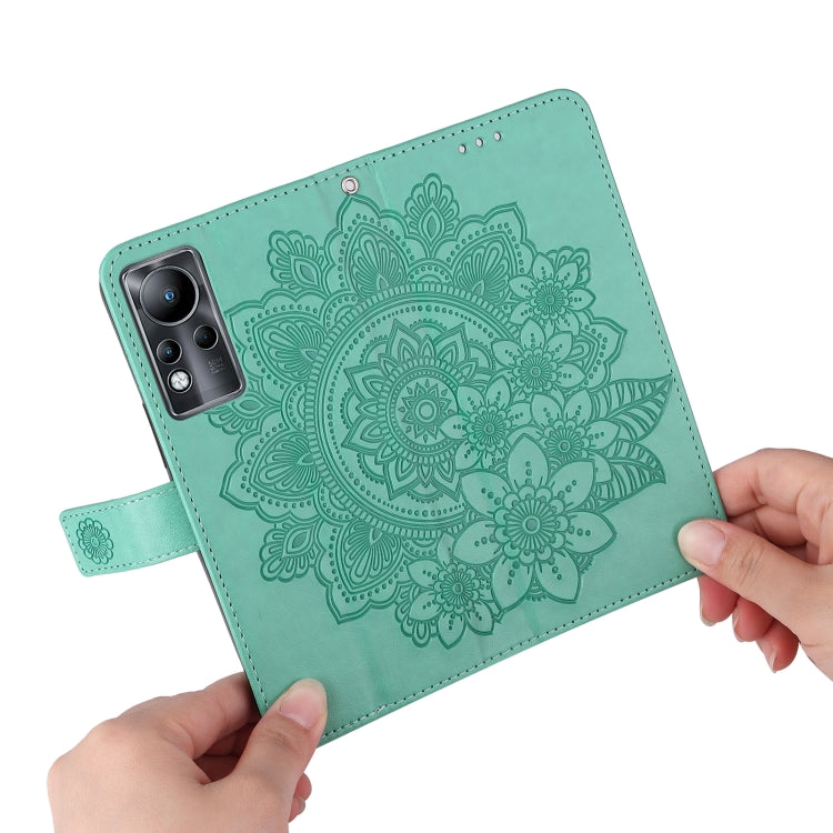 For Infinix Note 11 7-petal Flowers Embossing Pattern Horizontal Flip Leather Case