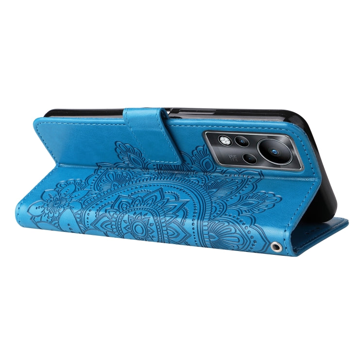 For Infinix Note 11 7-petal Flowers Embossing Pattern Horizontal Flip Leather Case