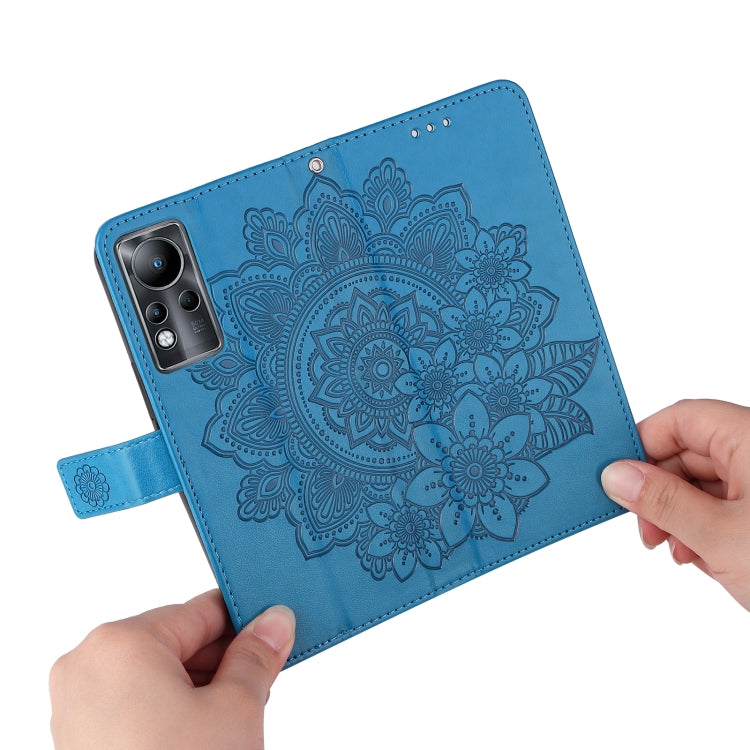 For Infinix Note 11 7-petal Flowers Embossing Pattern Horizontal Flip Leather Case