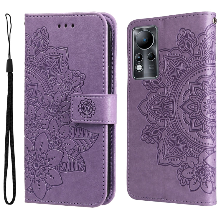 For Infinix Note 11 7-petal Flowers Embossing Pattern Horizontal Flip Leather Case