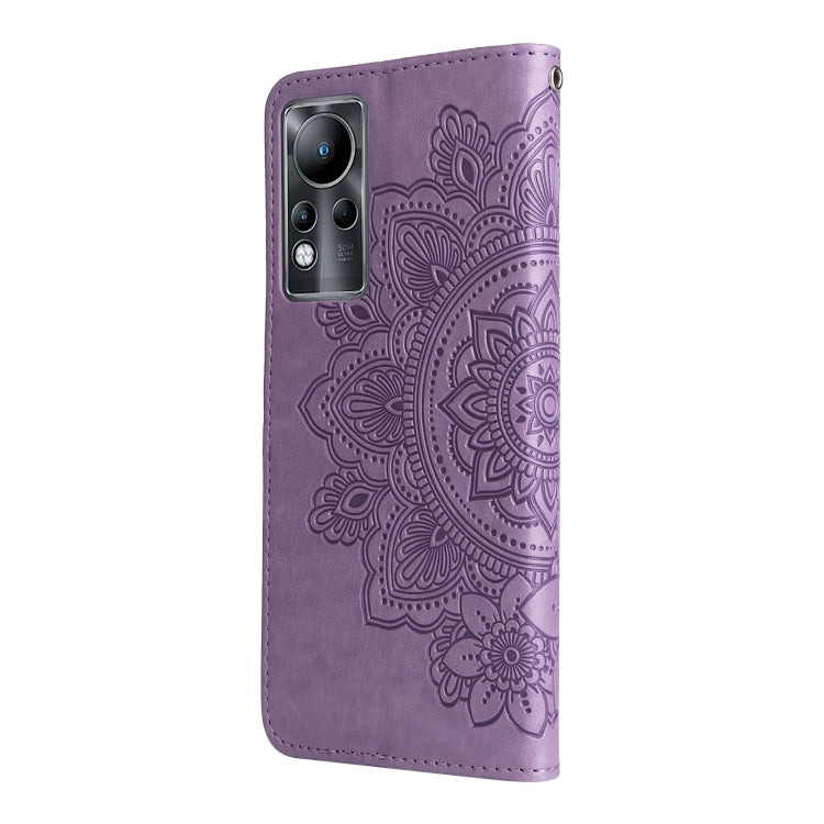 For Infinix Note 11 7-petal Flowers Embossing Pattern Horizontal Flip Leather Case