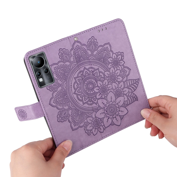For Infinix Note 11 7-petal Flowers Embossing Pattern Horizontal Flip Leather Case