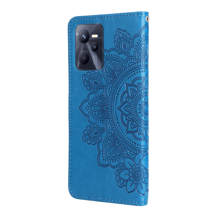 For OPPO Realme C35 7-petal Flowers Embossing Pattern Horizontal Flip Leather Case