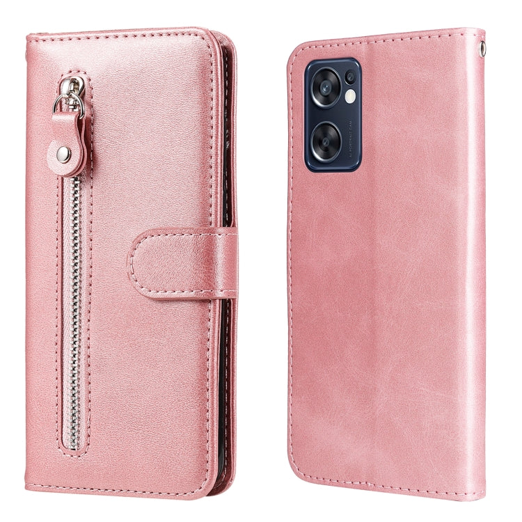 For OPPO Reno7 SE 5G Fashion Calf Texture Zipper Horizontal Flip Leather Case