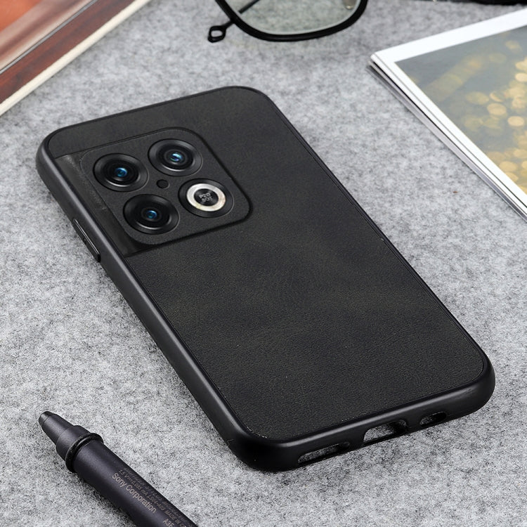 For OnePlus 10 Pro Accurate Hole Two-color Calf Texture PU Phone Case