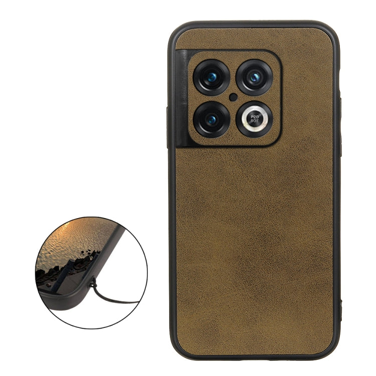 For OnePlus 10 Pro Accurate Hole Two-color Calf Texture PU Phone Case