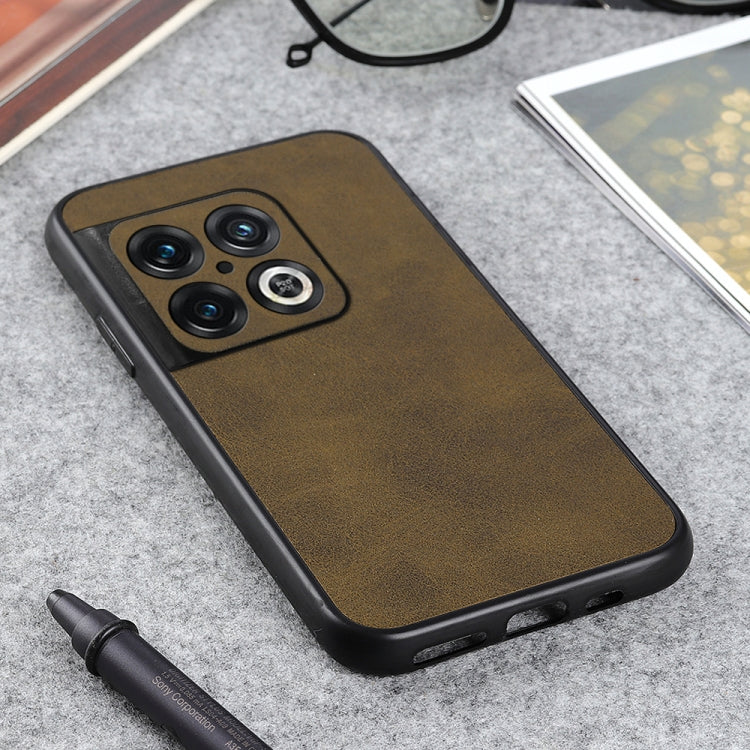 For OnePlus 10 Pro Accurate Hole Two-color Calf Texture PU Phone Case
