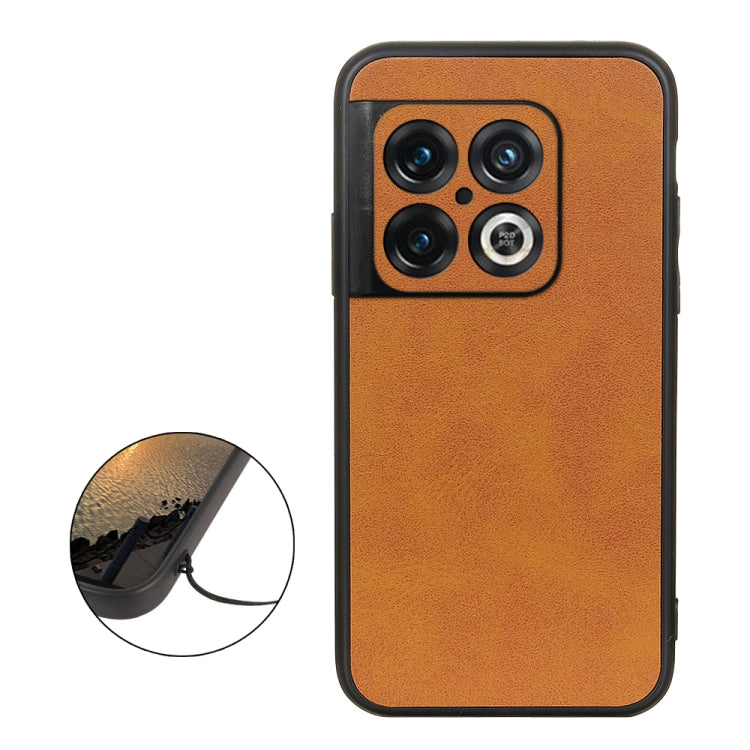 For OnePlus 10 Pro Accurate Hole Two-color Calf Texture PU Phone Case