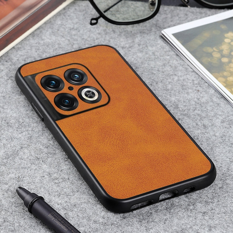 For OnePlus 10 Pro Accurate Hole Two-color Calf Texture PU Phone Case
