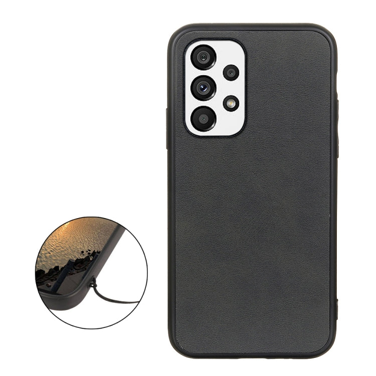 For Samsung Galaxy A73 5G Accurate Hole Two-color Calf Texture PU Phone Case